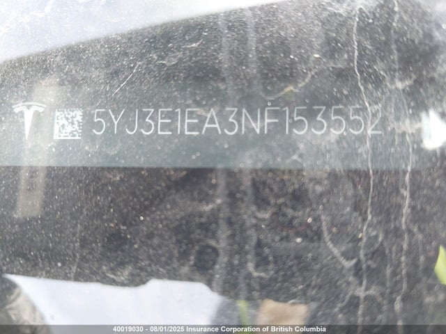 5YJ3E1EA3NF153552 Tesla 2022