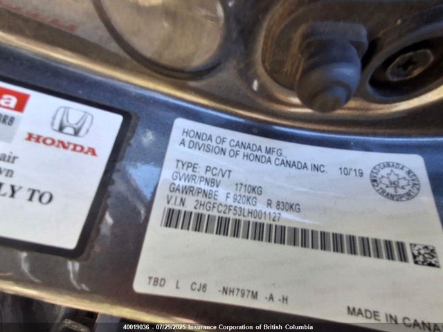 Honda Civic 2020 2HGFC2F53LH001127 Image 25