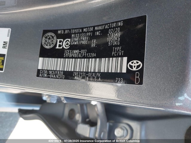 Toyota 2zr-fae 2020 5YFBPRBE6LP113284 Image 9