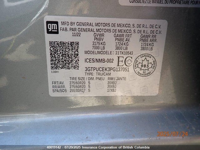 3GTPUCEK3PG137051 GMC l3b
