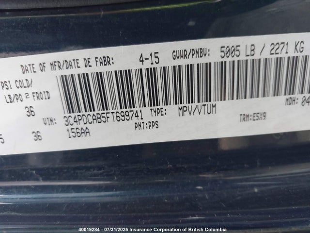 3C4PDCAB5FT699741 Dodge 2015
