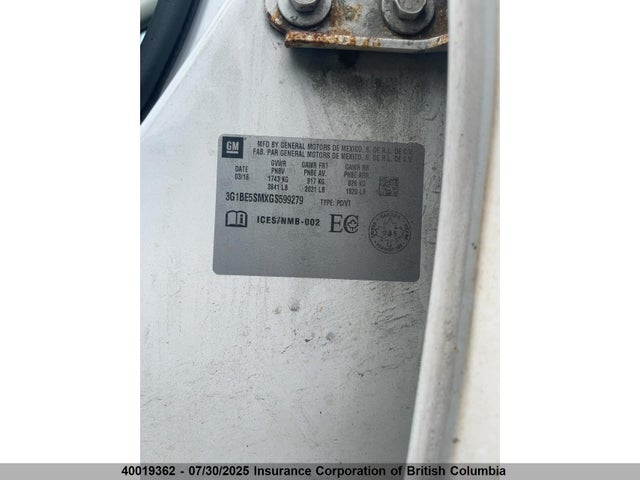 3G1BE5SMXGS599279 Chevrolet le2 - di: direct injection, alum, vvt, gen i, gmna