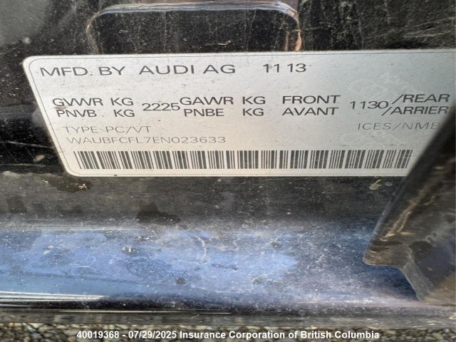 WAUBFCFL7EN023633 Audi flex fuel engine