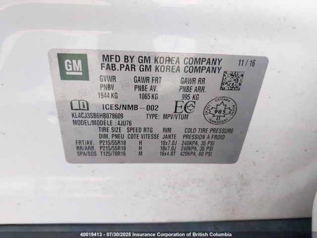 Buick luv mfi, vvt: variable valve timing, alum, e85 max 2017 KL4CJ3SB6HB078609 Image 9