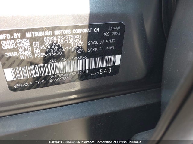 JA4T5WA99RZ613719 Mitsubishi s91-ya1