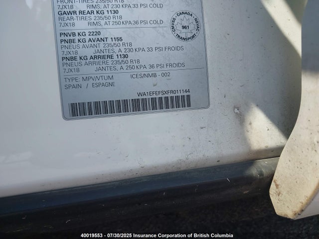 WA1EFEFSXFR011144 Audi 2.0t