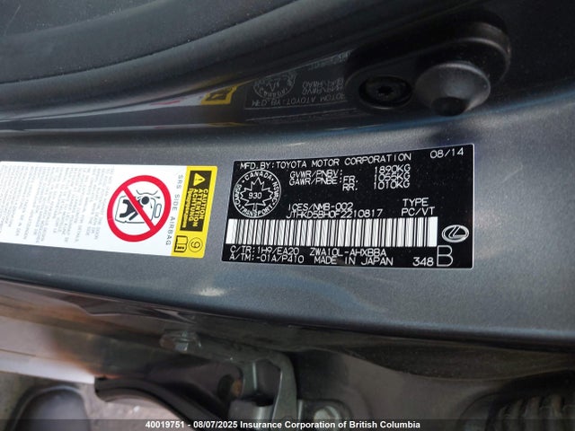 JTHKD5BH0F2210817 Lexus 2zr-fxe+3jm