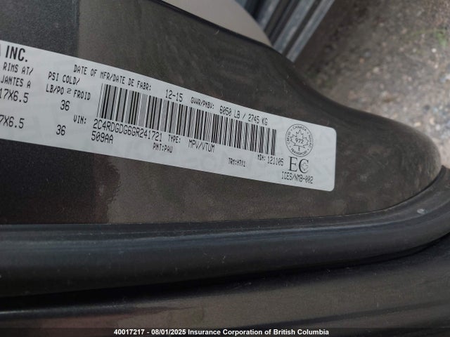 2C4RDGDG6GR241721 Dodge 2016