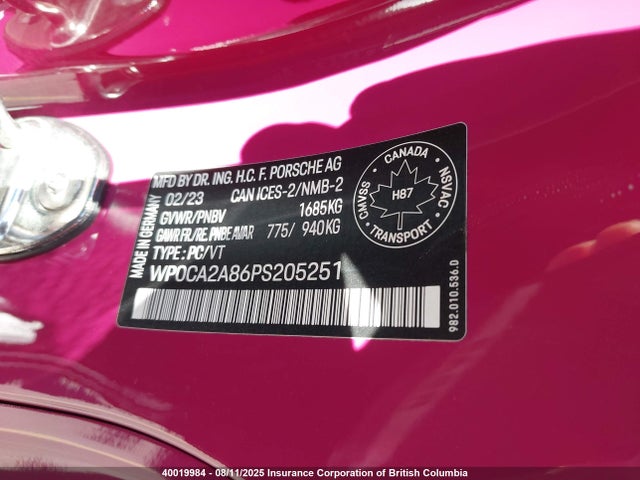 Porsche 2023 2023 WP0CA2A86PS205251 Image 9