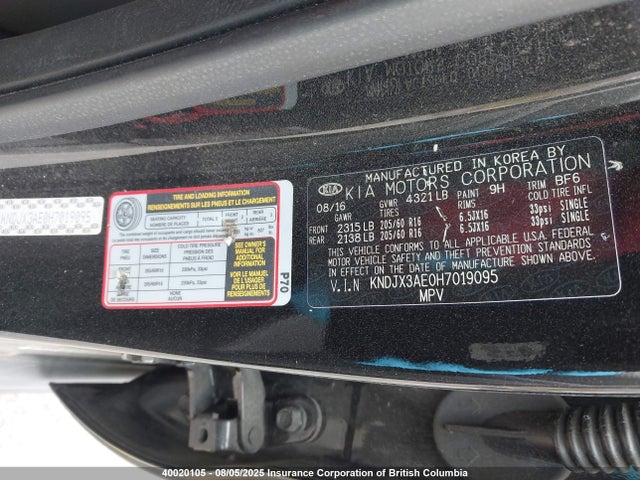 KIA motor (3-phase ac) 2017 KNDJX3AE0H7019095 Image 9