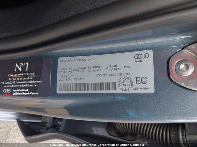 WAU1BCFU1SN043727 Audi tfsi (2.0t)