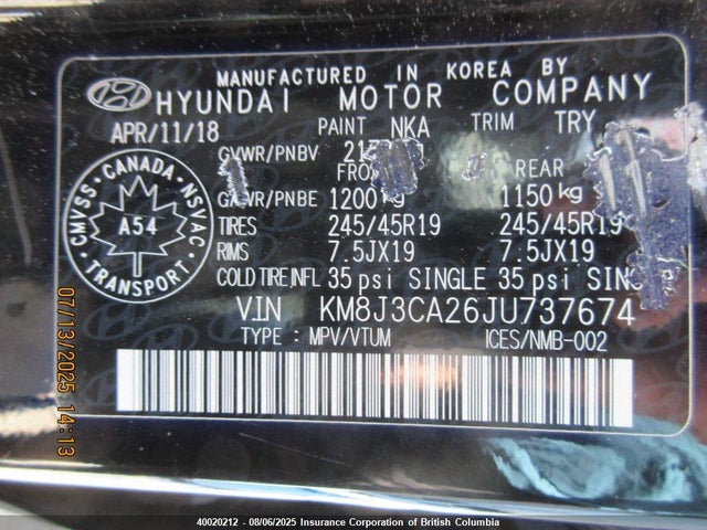 KM8J3CA26JU737674 Hyundai t-gdi gamma