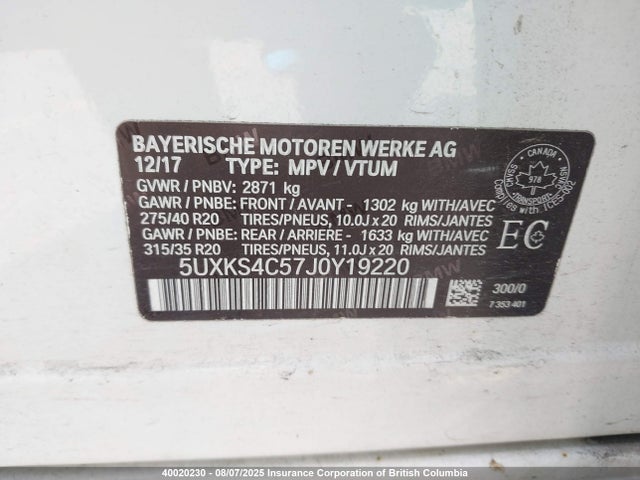 5UXKS4C57J0Y19220 BMW X5
