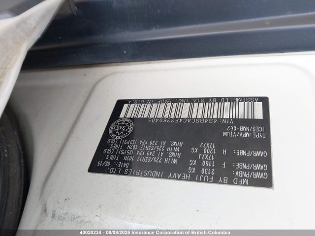 4S4BSCAC4F3360405 Subaru 2.5l c0