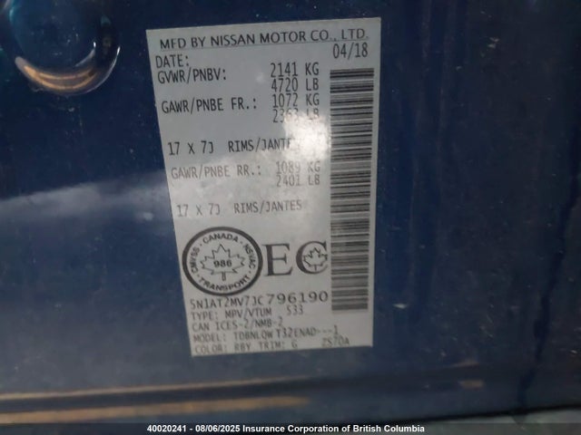 5N1AT2MV7JC796190 Nissan 2018