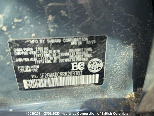 JF2GUADC9RH203787 Subaru na