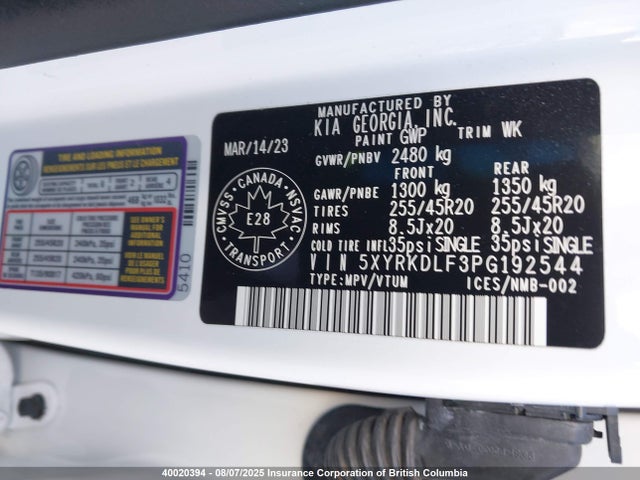 KIA t-gdi theta-iii 2023 5XYRKDLF3PG192544 Image 9