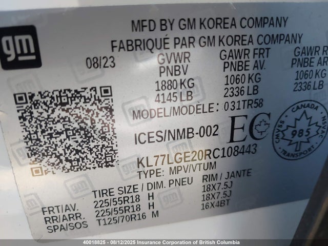 KL77LGE20RC108443 Chevrolet lih