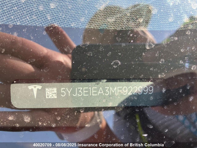 5YJ3E1EA3MF922999 Tesla MODEL 3