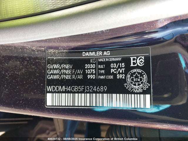 WDDMH4GB5FJ324689 Mercedes-Benz 2015