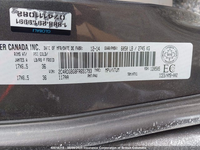 2C4RDGBG8FR651793 Dodge 2015