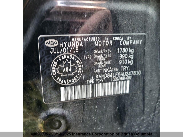 KMHD84LF5HU247810 Hyundai 2017