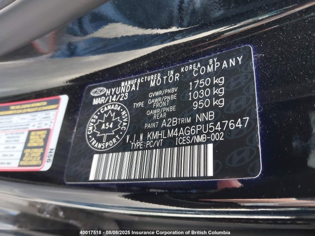 KMHLM4AG6PU547647 Hyundai mpi nu pe