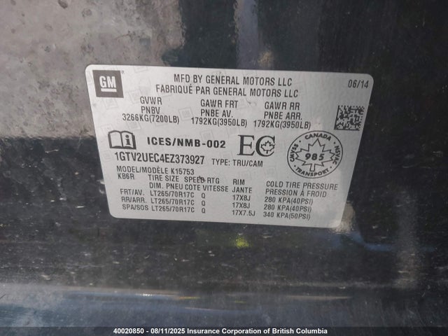 1GTV2UEC4EZ373927 GMC l83 - vvt, afm (active fuel management), aluminum