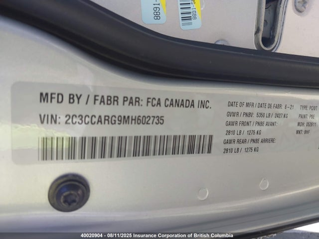 Aukcja sprzedaży 2021 Chrysler 300, vin: 2C3CCARG9MH602735, numer aukcji: 40020904