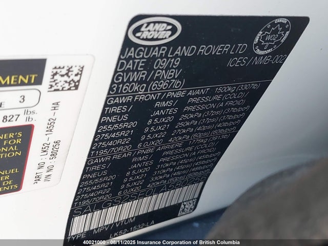 Land Rover aj133 s/c 2020 SALGS2SE0LA580256 Image 9