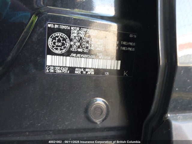 JTMDJREV5GD026300 Toyota 2ar-fxe, 2jm+2fm