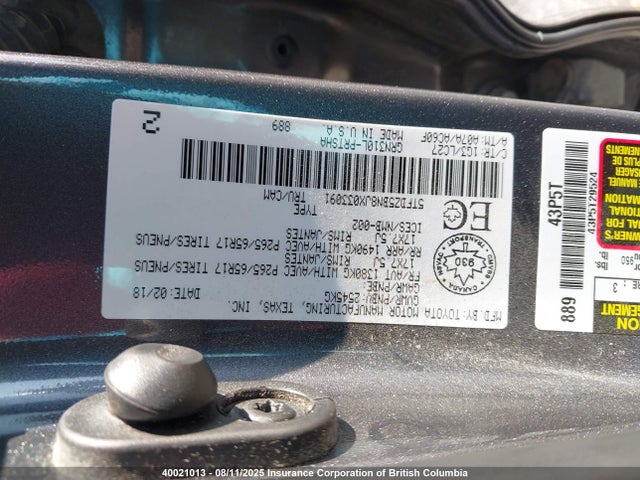 5TFDZ5BN8JX033091 Toyota 2gr-fks