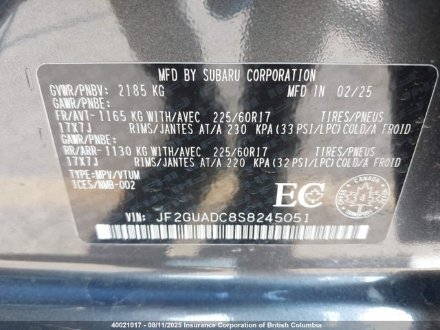 JF2GUADC8S8245051 Subaru na