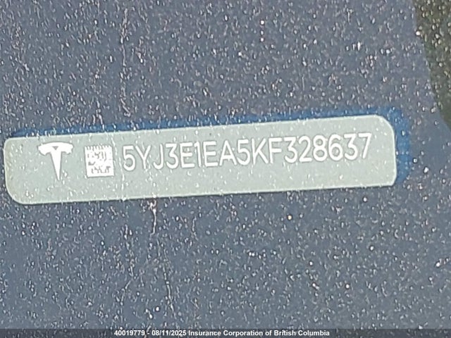 5YJ3E1EA5KF328637 Tesla 2019