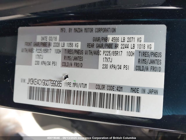 Mazda py 2016 JM3KE4CY9G0799085 Image 9