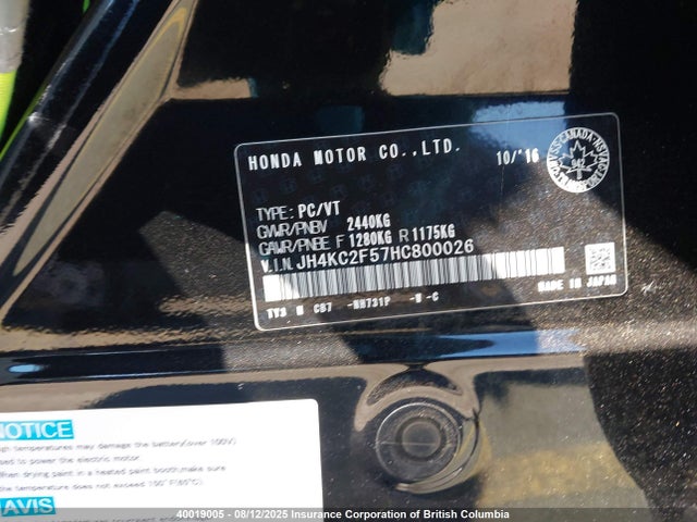 Acura jnb1 2017 JH4KC2F57HC800026 Image 9