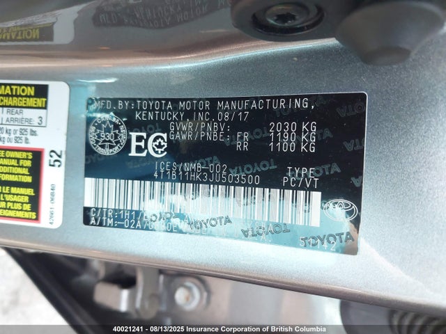 4T1B11HK3JU503500 Toyota a25a-fks