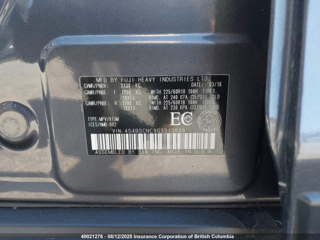 4S4BSCNC9G3313849 Subaru 2.5l c0