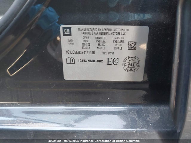 1G1JC5EH3E4151916 Chevrolet luw