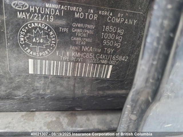 KMHC85LC4KU165842 Hyundai 2019