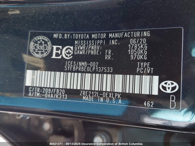 Toyota 2zr-fae 2020 5YFBPRBE0LP137533 Image 9