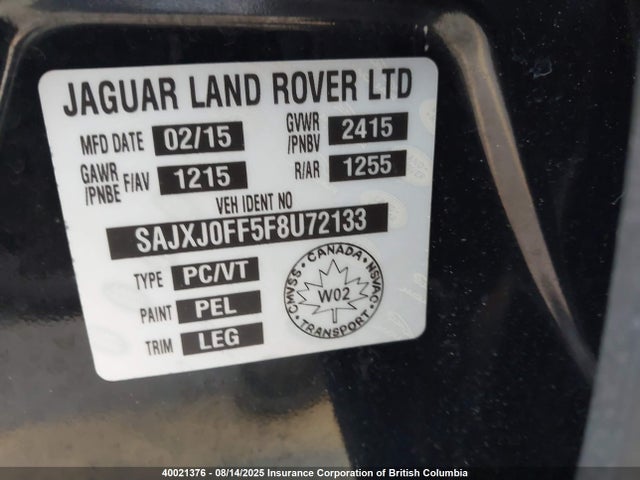 Jaguar s/c lev3 sulev30 2015 SAJXJ0FF5F8U72133 Image 17