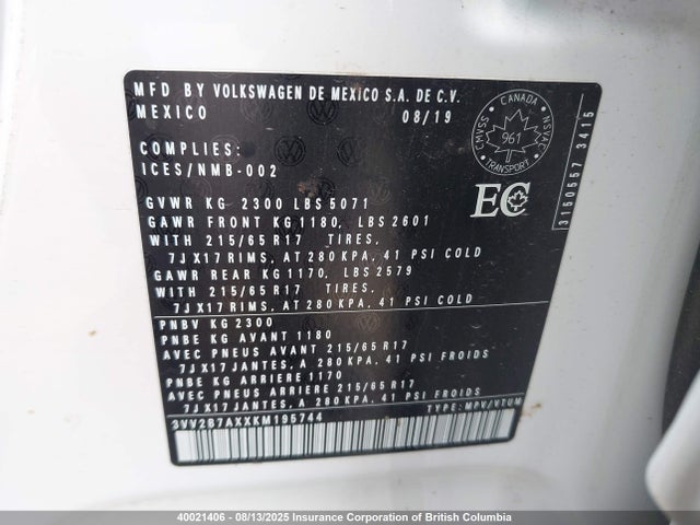 Volkswagen 2019 2019 3VV2B7AXXKM195744 Image 9