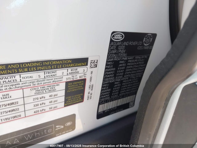 Land Rover aj133 s/c 2020 SALGV5SE4LA404691 Image 9