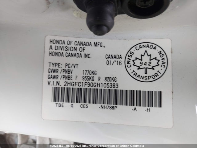 2HGFC1F90GH105383 Honda l15b7