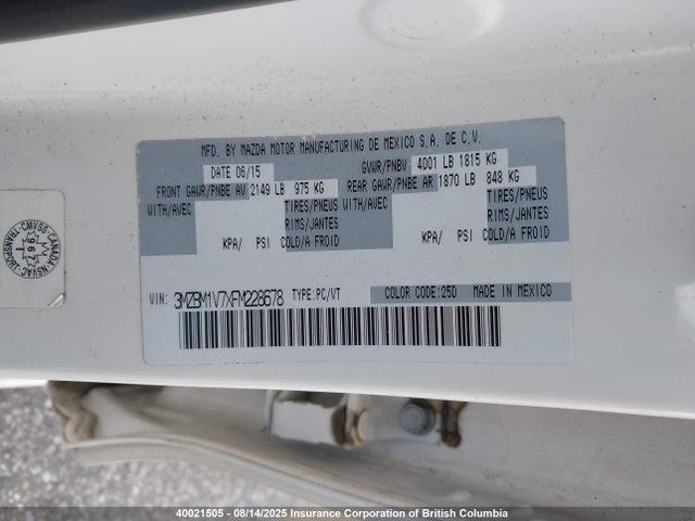 3MZBM1V7XFM228678 Mazda pe