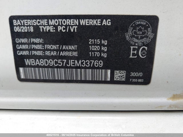 WBA8D9C57JEM33769 BMW 330I