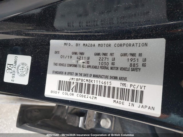 JM1BPBCM8K1114615 Mazda py cylinder deactivation
