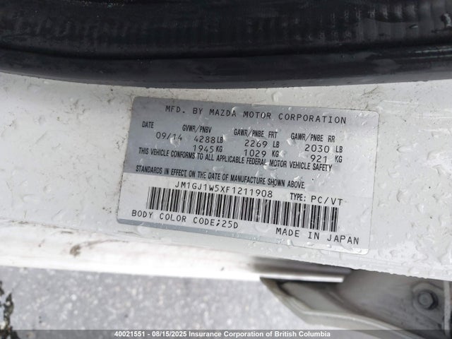 JM1GJ1W5XF1211908 Mazda MAZDA6