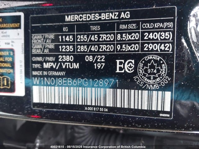 W1N0J8EB6PG128971 Mercedes-Benz m264